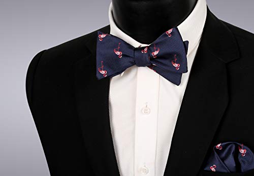 Image of Alizeal Mens 2pcs Solid Self-tied Bow Tie Set | Alizeal Mens 2pcs Self-tied Solid /Animal Bow Tie and Pocket Square Set Perfect for Wedding Business Formal Events