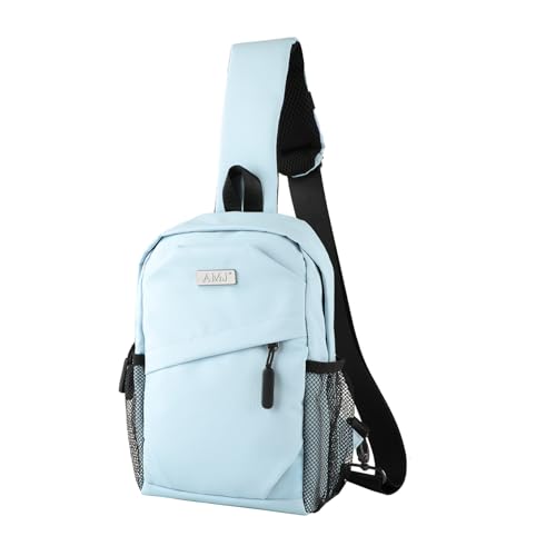 AMJ Cross-body Bag Small Handbag For Men, Shoulder Mini Bag For Women, Travel Chest Daypack for Hiking, Camping, Sports Light Blue