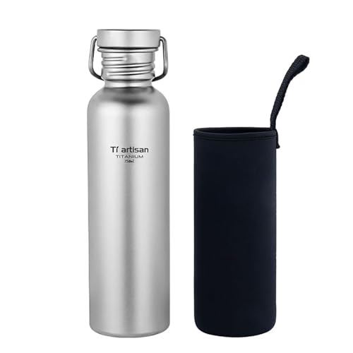 Ti artisan Ultralight Titanium Water Bottle Sports Bottle Wide Mouth Titanium Bottle Leakproof for Camping Hiking Backpacking Cycling (750ml)