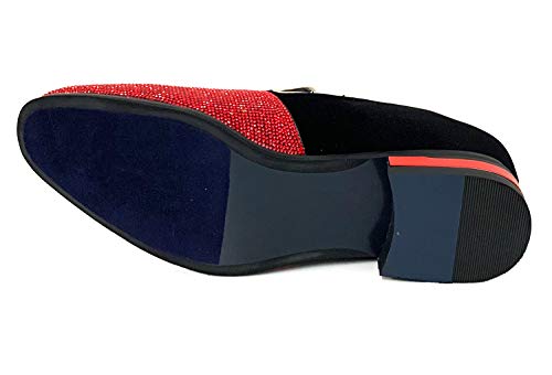 G4U-Alberto Fellini Men's Dress Shoes Glitter Loafers Rhinestone Stage Tuxedo Fashion, 8 Red3