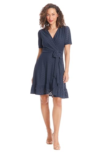 Image of London Times Women's Summer Ruffle Short Dress | Cocktail Dress for Women | Petite Dresses for Women Party
