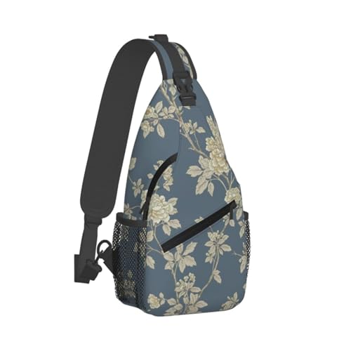Bolso Cruzado Estampado Flores Azul y Amarillo Unisex miniatura 2