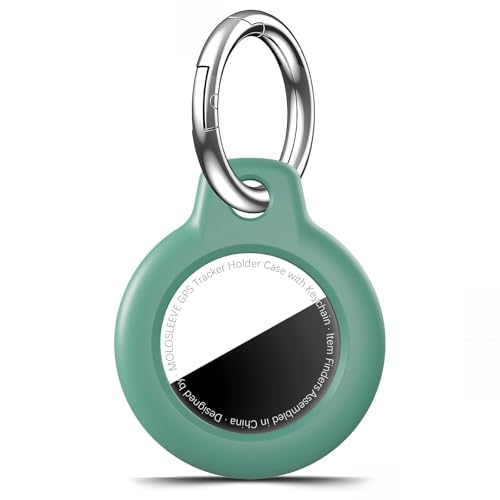 Image of MOLOSLEEVE Case for AirTag 2nd Gen (2026) & 1st Gen, Shockproof Holder Anti-Scratch Protective Cover for Air Tags, Men's Women's Keyrings & Keychains for Keys, Luggage, Bags, Pine Green