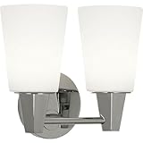 Jonathan Adler Robert Abbey C255F Wheatley - 2 Light Wall Sconce-9.5 Inches Tall and 11 Inches Wide, Finish Color: Polished Chrome, Shade Color: Cased White