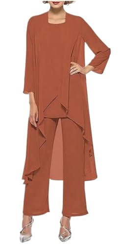 Effortlessly Elegant: Caramel Chiffon Pantsuit for Memorable Weddings