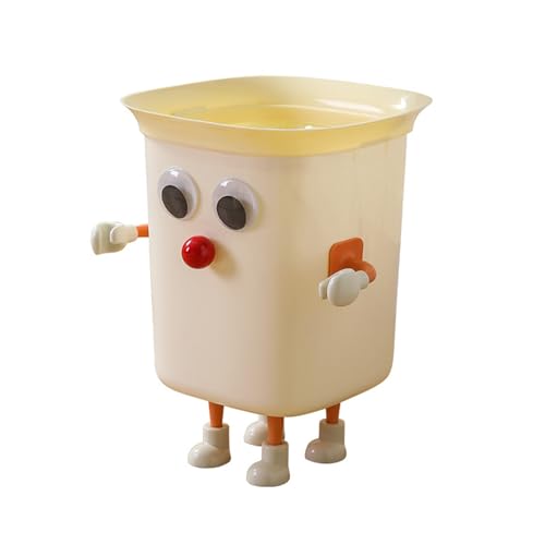 Psdndeww Container Bin Large Capacity Trash Bin with Feet Handle Trash Bin Funny Large Eye Garbage Can for Kitchen Bathroom