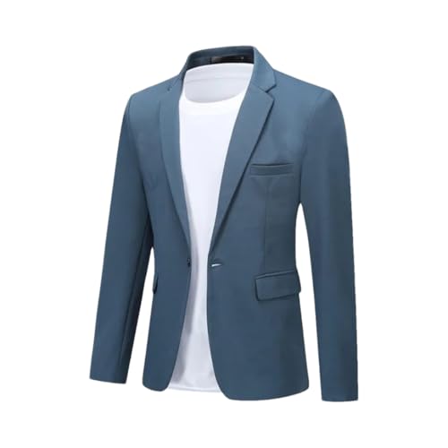 Men Cotton One Button Slim Fit Blazer Solid Sporty Leisure Suit Jacket Lightweight Business Coats
