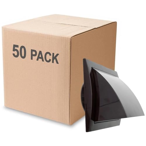 50 Stück – 10,2 cm Auspuffhauben-Entlüftung mit Regenschutz und Klappe, braun, für Innen- und Außenbereich, HVAC-Abluftkanal, 15,2 x 15,2 cm, Auspuffkappe