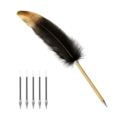 GooDengFull Stylo à bille de qualité supérieure - Style vintage - Noir - Pour écrivain et étudiant - Avec 5 mines de rechange - Pour mariage et bureau