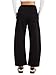OVRUNS Barrel Sweatpants Women Elastic Waisted Barrel Pants Internal Drawstring Baggy Lounge Sweat Pants with Pockets - Black M