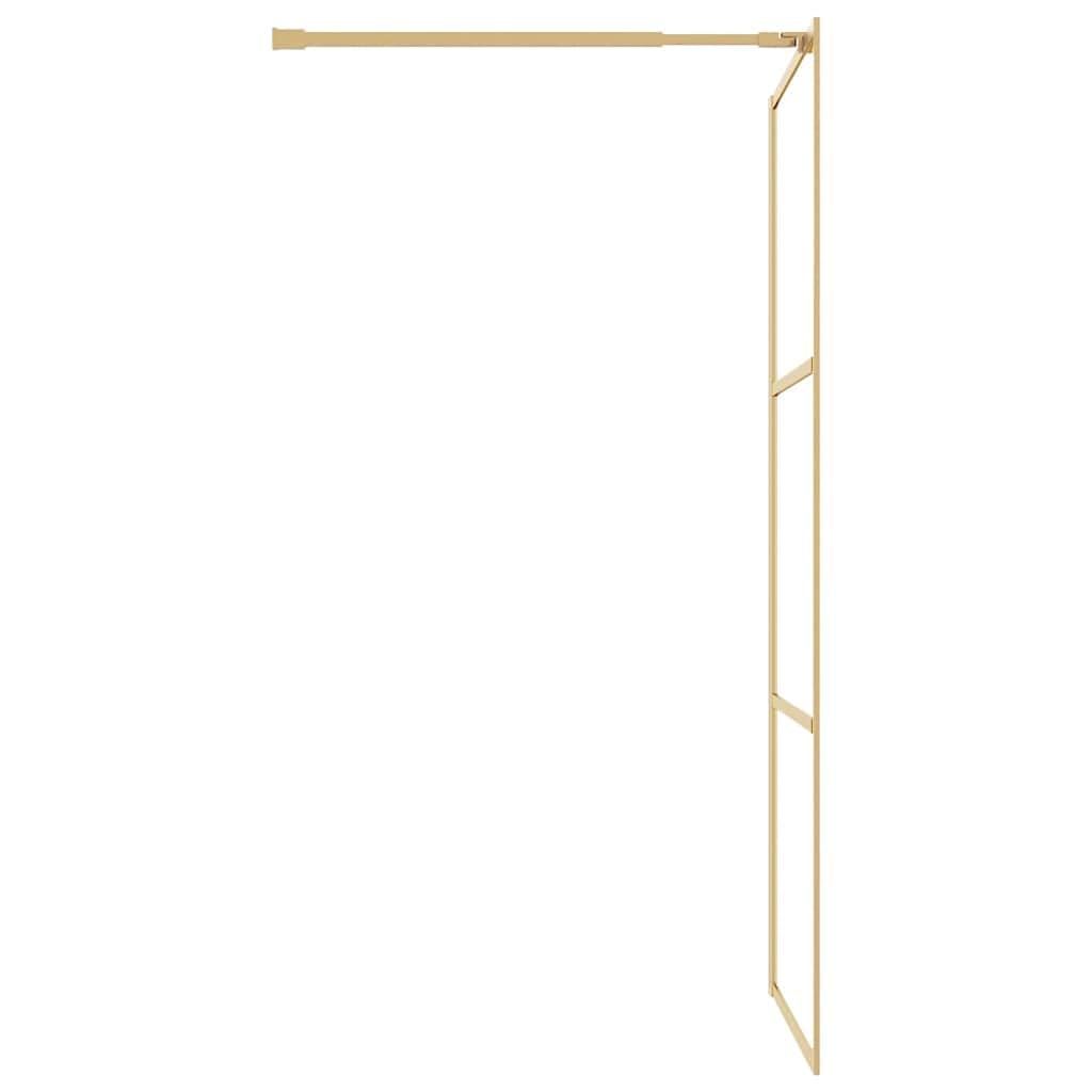 Mampara de ducha de cristal templado transparente dorado de 113 a 115 x 195 cm, 5 mm, con 3 paneles y perfil ajustable, protección contra salpicaduras