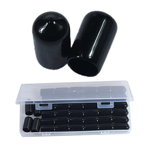 Image of Acocony 7 /16 Inch Rubber Cap (11.15 mm) Round Black Pack of 40 | PVC Rubber End Caps Dustproof, Protective & Aesthetic Flexible Covers for Tubing, Pipes, Poles, Bolts & More