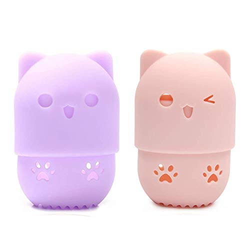 2 Piezas Estuche de Viaje de Silicona para Esponjas de Maquillaje, Soporte de Esponja Cosmética de Silicona, Lavable y Reutilizable, Adecuado...