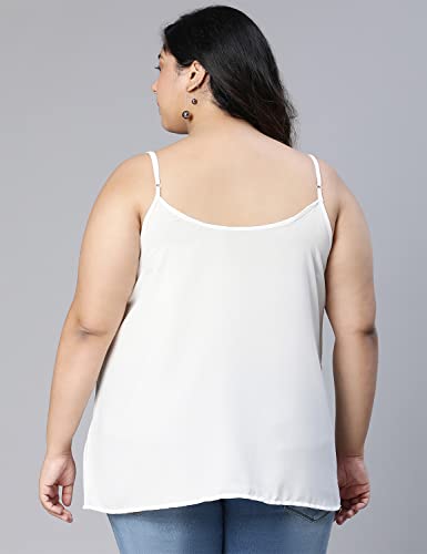 Image of oxolloxo Women Plus Size Solid Shoulder Strap Polyester Top