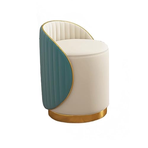 Niedriger Hocker mit Rückenlehne, runder Schminktisch und Manikürhocker, Sitzkissen aus Kunstleder, 42 x 37 cm