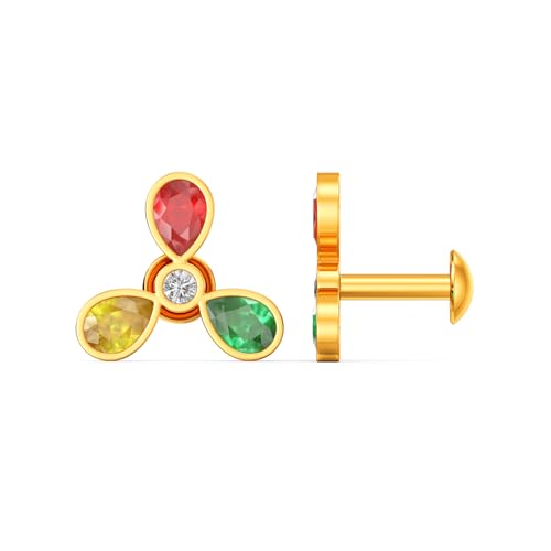 Image of Joyalukkas 22k (916) Purity | BIS Certified | Elegant Tricolor Petal Gold Earrings For Women
