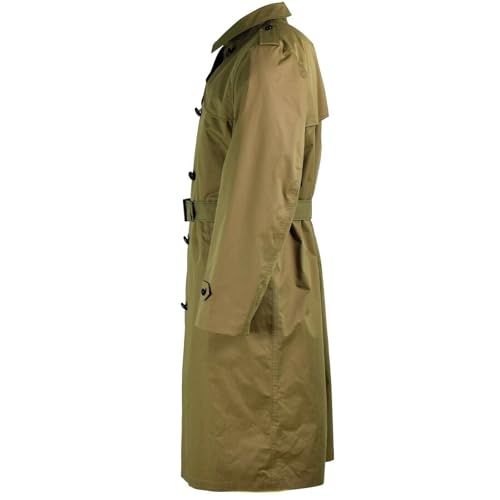 Echter niederländischer Armee-Mantel, Khaki, langer Offiziers-Trenchcoat mit Futter, khaki, Einheitsgröße