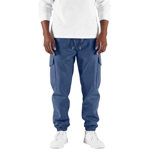 WENKOMG1 Mens Work Sweatpants, Casual Elastic Bottom Drawstring Workout Cargo Jogger Sweatpants with Pockets, S-2XL2