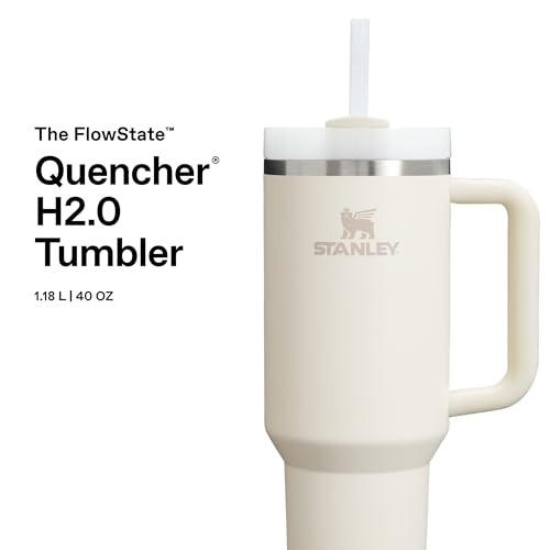 STANLEY Quencher H2.0 Flowstate Trinkflasche Mit Strohhalm 1.18L - Thermobecher Kühlt Bis 11 Stunden, 48 Stunden Eisgekühlt - Spülmaschinenfest - Thermosflasche BPA Frei Edelstahl - Cream 3