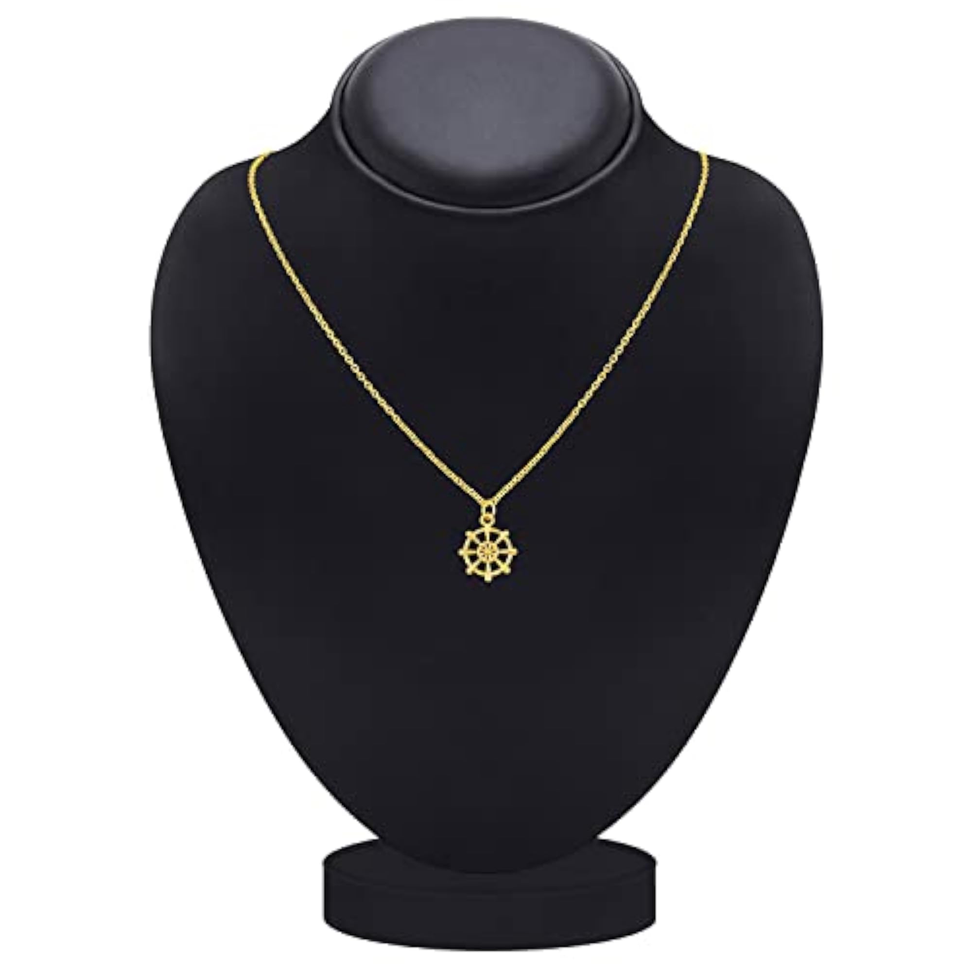 Gold Plated Wheel Pendant Necklace with Chain