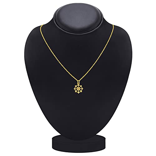 Gold Plated Wheel Pendant Necklace with Chain