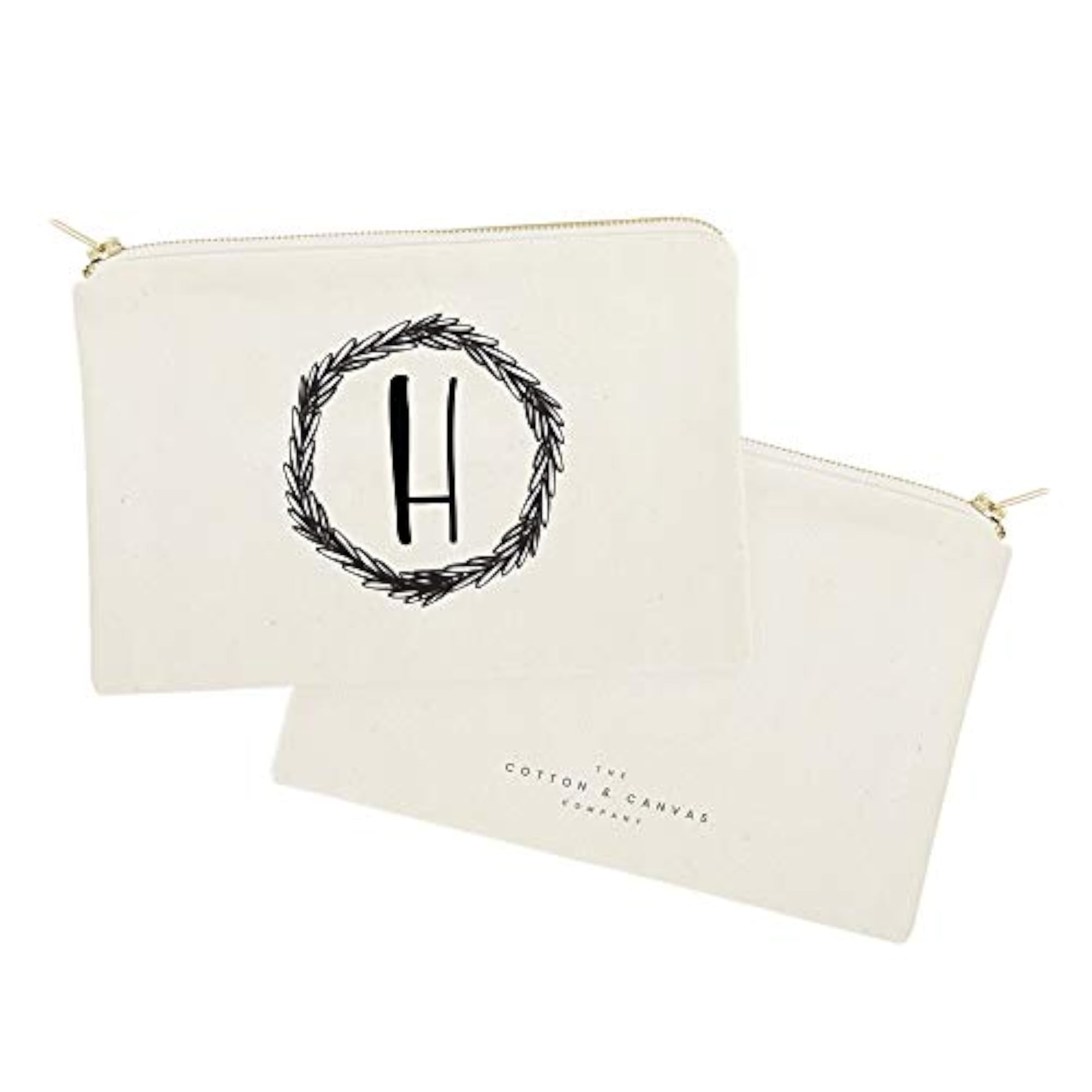 Personalized Wreath Monogram Initial H Cosmetic Bag
