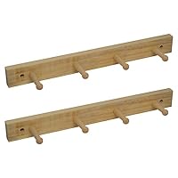 Woodside Wall Mounted Wooden Peg Rail, Coat/Jacket/Hat/Bag/Towel Storage Rack, Pack of 2
