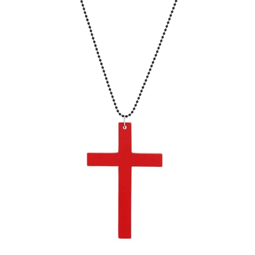 Chunky Cross Necklace for Men Women Goth Y2k Big Wooden Cross Pendant Necklace Halloween Nun Witch Costume Christmas Christian Gifts