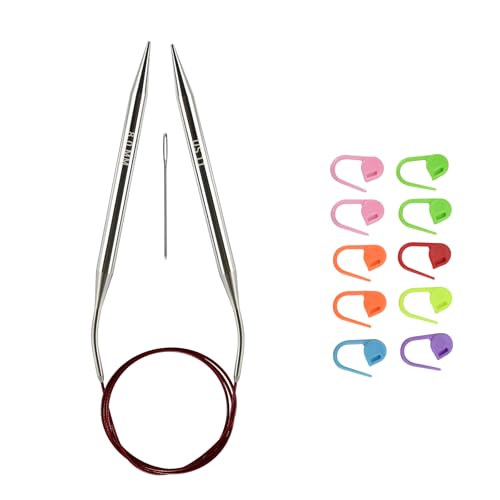 8.0mm/us11 Circular Knitting Needles 40-inch/100cm Ergonomic Design with Anti-Tangle Steel Wire and Smooth Seams Ideal for Sweaters Scarves Blankets and Other Projects