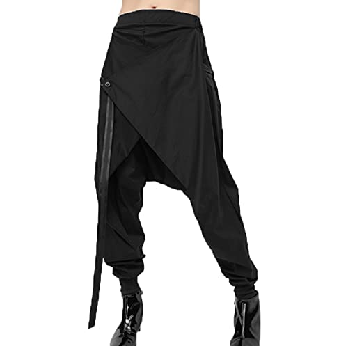 each women Pantalón Hippy para Mujer Lady Baggy Harem Pantalones Negros Casuales Unisex Cintura Alta Pantalones de Globo Fruncidos Cover