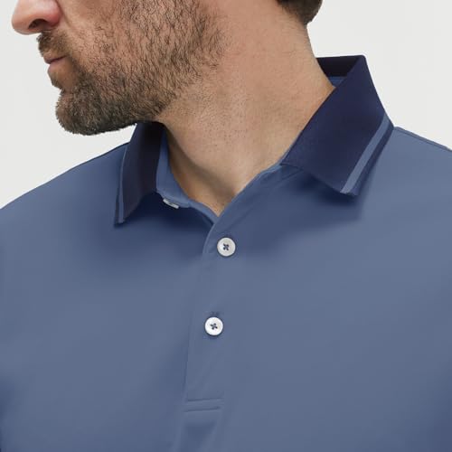 Camisetas Polo para Hombre de Golf, Manga Corta con Cuello y Puños en Contraste, Tela Secado Rápido y Estiramiento, Estilo Casual miniatura 5
