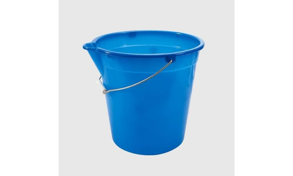 La Briantina Plastic Bucket with Spout, Galvanized Iron Handle, Blue, Capacity 10 Liters