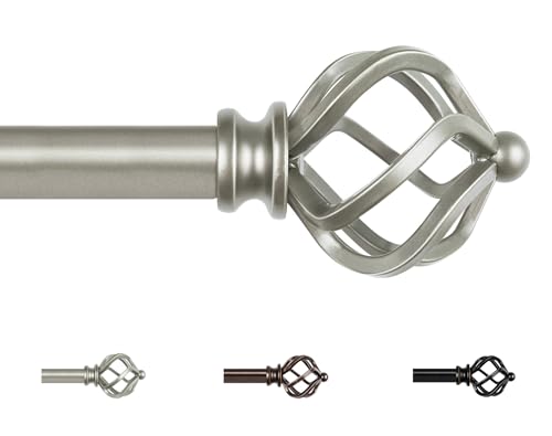 KAMANINA Barra de Cortina 80 a 148 cm, Plata Antigua Barra de Cortinas Extensible para Ventana con Remates de Twisted Cage Retorcida para Salón Dormitorio