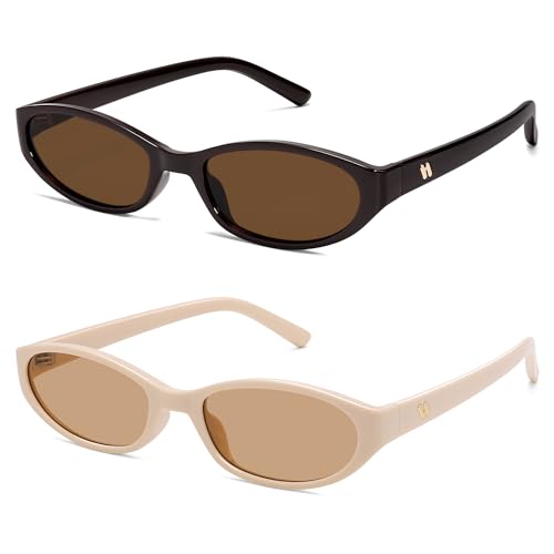 Image of Retro Oval Sunglasses Womens Mens Y2k Trendy Cateye Shades AR82299 | Narrow Round Cute Sunnies,90s 2000s Cool Skinny Frame