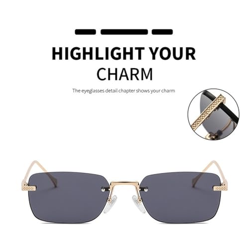 Lunettes de soleil carrées sans monture légères avec verres teintés géométriques - 3