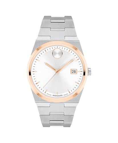 Movado Bold Quest Men's Luxury Quartz Watch - Swiss Movement, Stainless Steel Bracelet, Water Resistance 50 Meters (5ATM) - Classic Timepiece - Gift for Him - 40mm