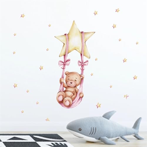 Vinilo decorativo infantil de oso durmiendo y estrellas miniatura 3