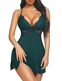 Avidlove Lingerie for Women Sexy Nightgowns Lace Babydoll Sleepwear Nightie Womens Lingeries Dark Green Small