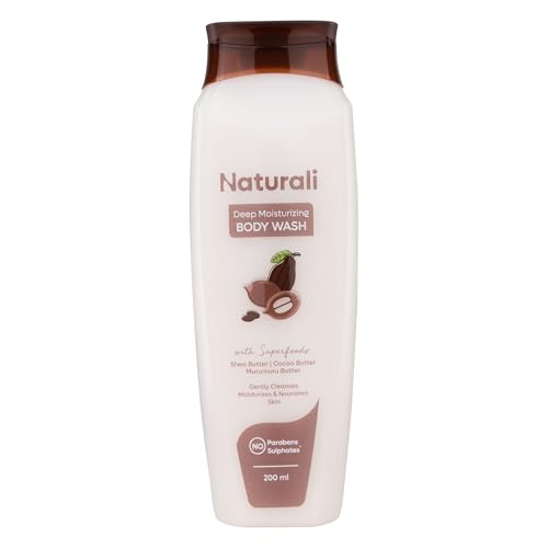 Image of Naturali Deep Moisturising Body Wash With Shea Butter, Cocoa Butter & Murumuru Butter | Gently Cleanses | Deeply Hydrates & Nourishes | Strengthens Skin Barrier | Sulphate & Paraben-Free Formula | 200ml