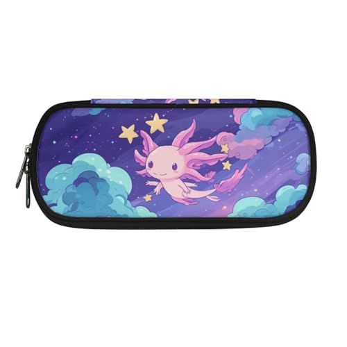 Image of Salamander Starry Sky Print Pencil Case Lightweight Pen Cases Stationery Pouch Portable Journaling Supplies Storage Bag for Adults Organizer