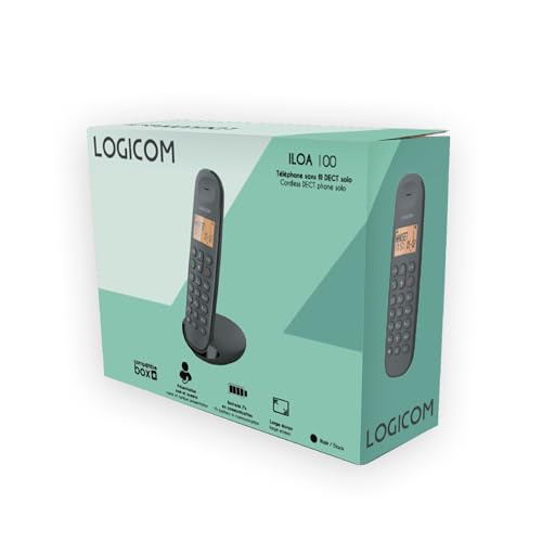 Logicom ILOA 100 Téléphone Fixe sans Fil sans Répondeur - Solo - Téléphones analogiques et dect - Noir – vue 7