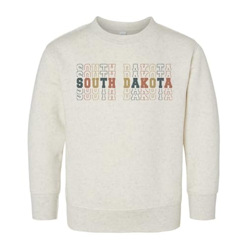 Stacked South Dakota Kids Sweatshirt Toddler 4T Natural Heather