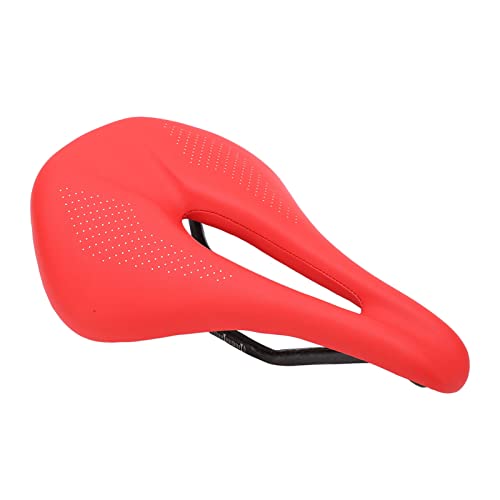 Asiento de bicicleta de cuero de fibra de carbono de 155 mm de ancho, cojín de bicicleta de carretera hueco, cojín suave, bueno para montar a larga distancia, adecuado para bicicletas de carretera