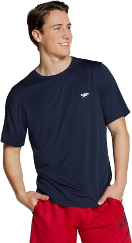 Speedo Men's Rash Guard Swim Shirt - (XX-Large, Navy Blue)