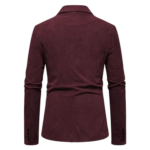 Men's Sport Coat Dressy Casual Long Sleeve Lapel Collar Corduroy Blazer Button Lightweight Business Suit Jackets3