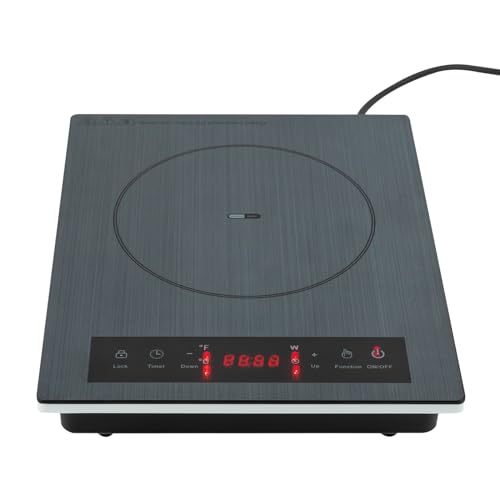 Placa de inducción portátil placa de inducción eléctrica con pantalla LED y panel táctil inteligente, potencia ajustable 200-1800 W, temperatura ajustable