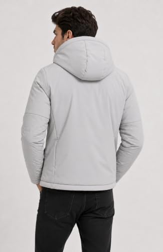 Image of SANE Men's Hooded Puffer Jacket, Quilted Winter Coat, Warm and Lightweight, Detatchable Cap