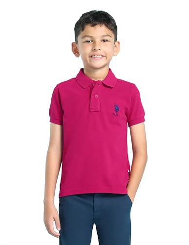 Image of U.S. Polo ASSN. Knitted Boys Polo T-Shirts - Soft Cotton Fabric, Ribbed Polo Collar, Regular Fit T Shirt for Kids