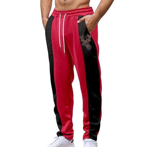 Pantalon de jogging bicolore avec taille élastique pour homme et femme