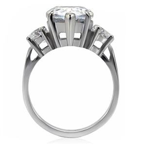 Women's Stainless Steel Clear Princess Cubic Zirconia Engagement Ring4